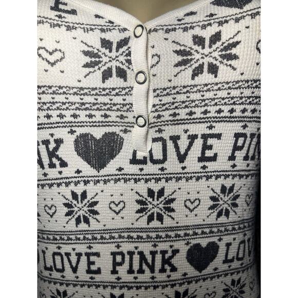 PINK Victoria's Secret Black and Cream Love Print Pajama Set - Picture 6 of 8